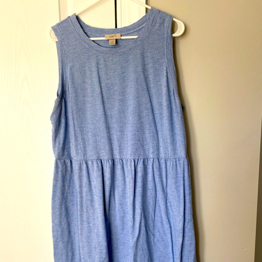 Loft babydoll dress, baby blue with sparkle woven in